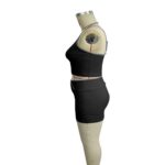 女士运动套装 Women Contrast Piping 2‑Piece Fitness Set, Stitched Tank Top & Shorts