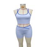 女士运动套装 Women's Stitched Sports Tank Top & Shorts Set / Contrast Piping / Stylish & Sexy / Comfortable / Versatile / Fitness
