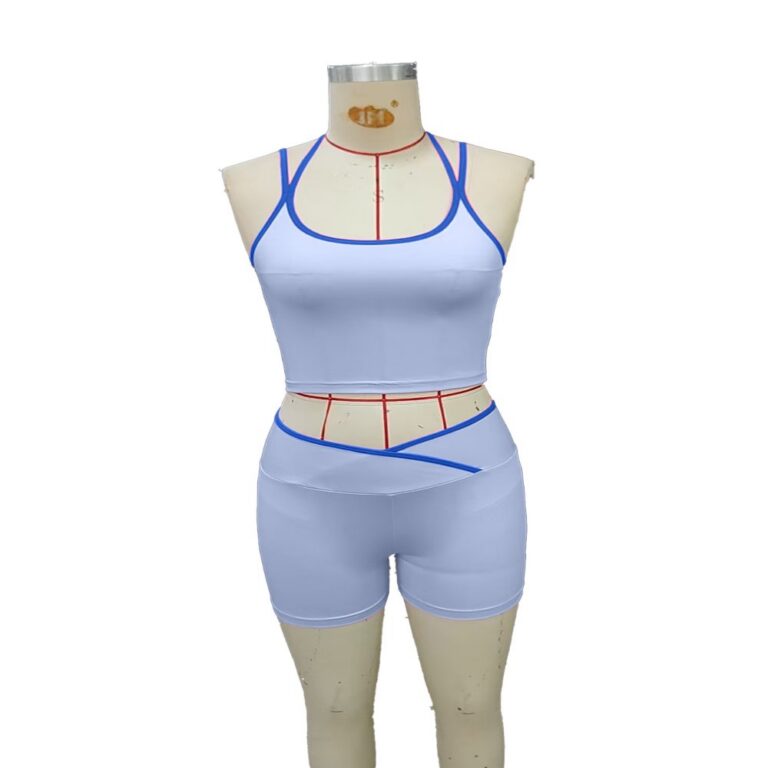 女士运动套装 Women's Stitched Sports Tank Top & Shorts Set / Contrast Piping / Stylish & Sexy / Comfortable / Versatile / Fitness