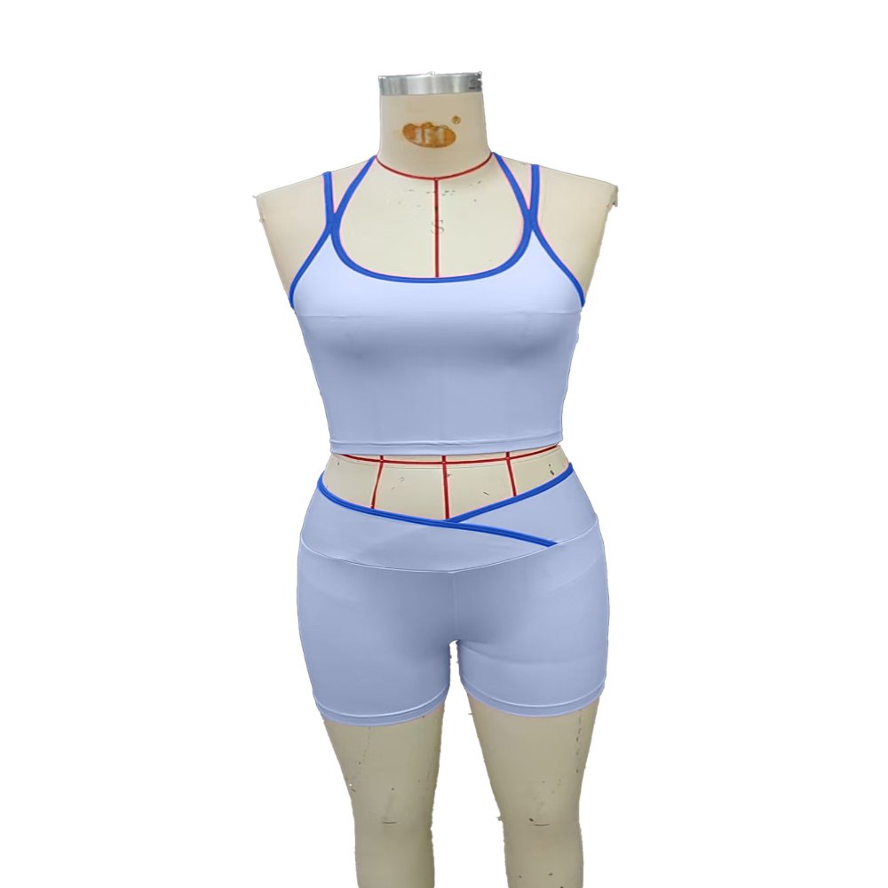 女士运动套装 Women's Stitched Sports Tank Top & Shorts Set / Contrast Piping / Stylish & Sexy / Comfortable / Versatile / Fitness